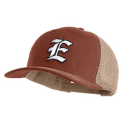 Old English White E Patched Cotton Deluxe Trucker Ball Cap - Brown Khaki OSFM