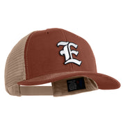 Old English White E Patched Cotton Deluxe Trucker Ball Cap - Brown Khaki OSFM