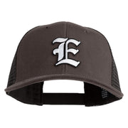 Old English White E Patched Cotton Deluxe Trucker Ball Cap - Charcoal Black OSFM