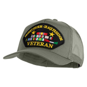 Desert Storm Iraqi Freedom Veteran Patched Solid Cotton Twill 5 panel Mesh Back Cap - Grey OSFM