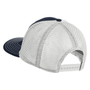 Old English White E Patched Cotton Deluxe Trucker Ball Cap - Navy White OSFM
