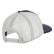 Old English White E Patched Cotton Deluxe Trucker Ball Cap - Navy White OSFM