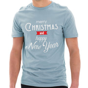 Christmas and a Happy New Year Typography Graphic Design Deluxe Jersey T-Shirt - Blue-Mist XS