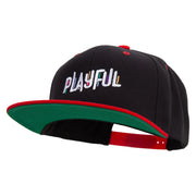 Colorful Playful Embroidered Wool Blend 2 Tone Classic Snapback - Black-Red OSFM