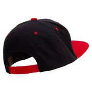 Colorful Playful Embroidered Wool Blend 2 Tone Classic Snapback - Black-Red OSFM