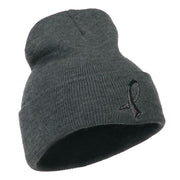 Black Ribbon Skin Cancer Embroidered Long Beanie