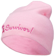 Breast Cancer Ribbon Survivor Embroidered Short Beanie