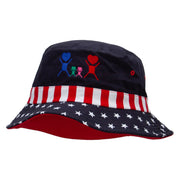 Happy Family Embroidered USA Flag Bucket Hat - Flag M