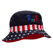 Happy Family Embroidered USA Flag Bucket Hat - Flag M