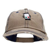 Smart Phone Ringing Embroidered Low Profile Special Cotton Mesh Cap - Khaki OSFM