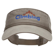 Climbing Mountain Embroidered Pro Style Cotton Twill Washed Visor