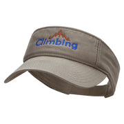 Climbing Mountain Embroidered Pro Style Cotton Twill Washed Visor