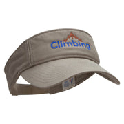 Climbing Mountain Embroidered Pro Style Cotton Twill Washed Visor