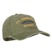 US Submarine Retired Military Embroidered Washed Cotton Twill Cap