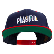 Colorful Playful Embroidered Wool Blend 2 Tone Classic Snapback - Navy-Red OSFM