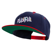 Colorful Playful Embroidered Wool Blend 2 Tone Classic Snapback - Navy-Red OSFM