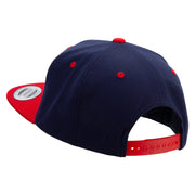 Colorful Playful Embroidered Wool Blend 2 Tone Classic Snapback - Navy-Red OSFM