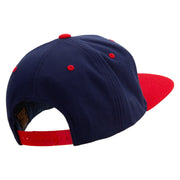 Colorful Playful Embroidered Wool Blend 2 Tone Classic Snapback - Navy-Red OSFM