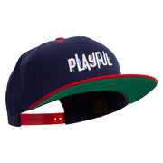 Colorful Playful Embroidered Wool Blend 2 Tone Classic Snapback - Navy-Red OSFM