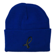 Black Ribbon Skin Cancer Embroidered Long Beanie