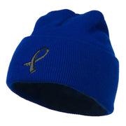 Black Ribbon Skin Cancer Embroidered Long Beanie