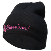 Breast Cancer Ribbon Survivor Embroidered Short Beanie