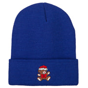 Santa Bear Embroidered Long Knitted Beanie