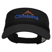 Climbing Mountain Embroidered Pro Style Cotton Twill Washed Visor