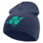 St.Patrick Day Clovers Logo Embroidered 8 inch Acrylic Short Beanie