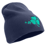 St.Patrick Day Clovers Logo Embroidered 8 inch Acrylic Short Beanie