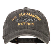 US Submarine Retired Military Embroidered Washed Cotton Twill Cap