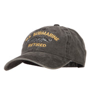 US Submarine Retired Military Embroidered Washed Cotton Twill Cap