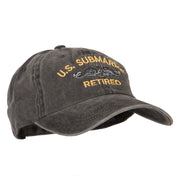 US Submarine Retired Military Embroidered Washed Cotton Twill Cap