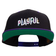 Colorful Playful Embroidered Wool Blend 2 Tone Classic Snapback - Black-Purple OSFM