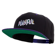 Colorful Playful Embroidered Wool Blend 2 Tone Classic Snapback - Black-Purple OSFM