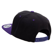 Colorful Playful Embroidered Wool Blend 2 Tone Classic Snapback - Black-Purple OSFM