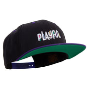 Colorful Playful Embroidered Wool Blend 2 Tone Classic Snapback - Black-Purple OSFM