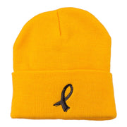 Black Ribbon Skin Cancer Embroidered Long Beanie