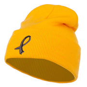 Black Ribbon Skin Cancer Embroidered Long Beanie