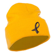 Black Ribbon Skin Cancer Embroidered Long Beanie