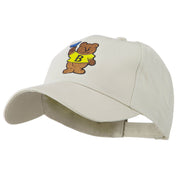 Bear with Blue Flag Mascot Embroidery Cap