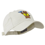 Bear with Blue Flag Mascot Embroidery Cap