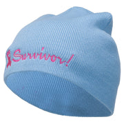 Breast Cancer Ribbon Survivor Embroidered Short Beanie