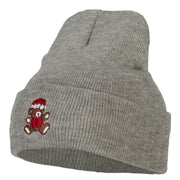 Santa Bear Embroidered Long Knitted Beanie