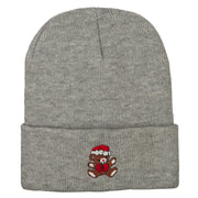 Santa Bear Embroidered Long Knitted Beanie