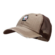 Smart Phone Ringing Embroidered Low Profile Special Cotton Mesh Cap - Khaki-Brown OSFM