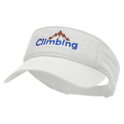 Climbing Mountain Embroidered Pro Style Cotton Twill Washed Visor