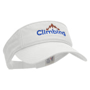 Climbing Mountain Embroidered Pro Style Cotton Twill Washed Visor