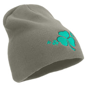 St.Patrick Day Clovers Logo Embroidered 8 inch Acrylic Short Beanie