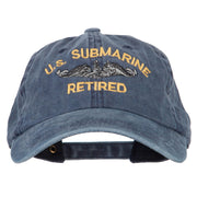 US Submarine Retired Military Embroidered Washed Cotton Twill Cap